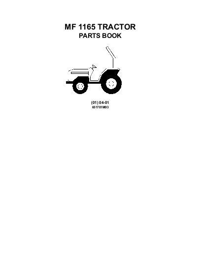 AGCO 1165 Compact Tractor Parts Book 651701M93 English