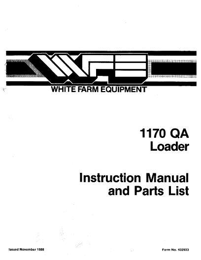 AGCO 1170 QA Loader (quick attach) Operator Manual 432933 English