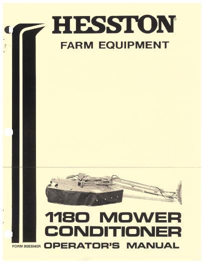 AGCO 1180 Disc Mower Conditioner Operator Manual 8083040 English