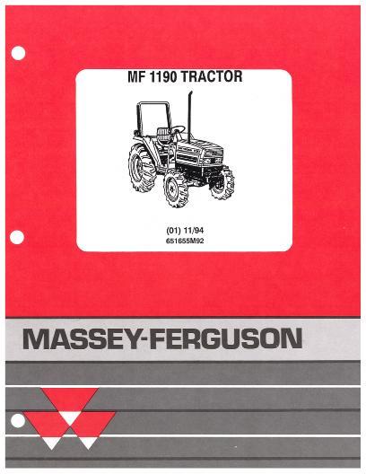 AGCO 1190 Compact Tractor Parts Book 651655M92 English