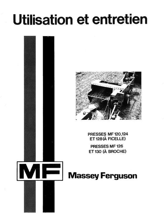 AGCO 120 124 128 (twine) , 126 130 (wire) Balers Operator Manual 1448529F1 French