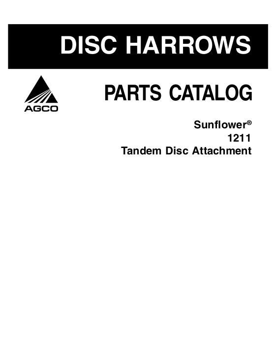 AGCO 1211 Disc Harrow Attachments Parts Book 79023672B English