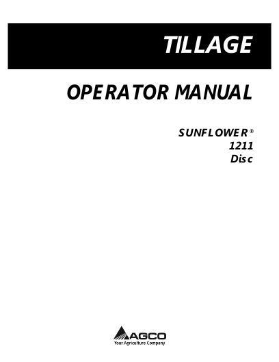 AGCO 1211 Disc Harrow Operator Manual 997200SNB English