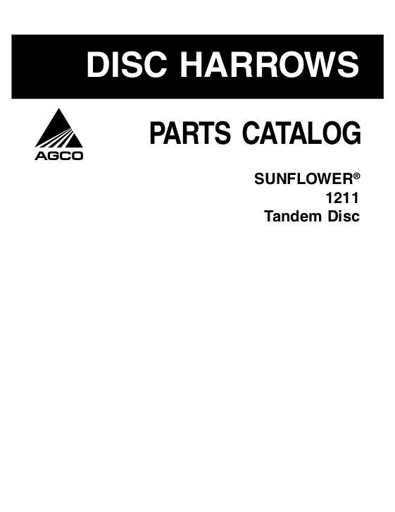 AGCO 1211 Disc Harrow Parts Book 79023671B English