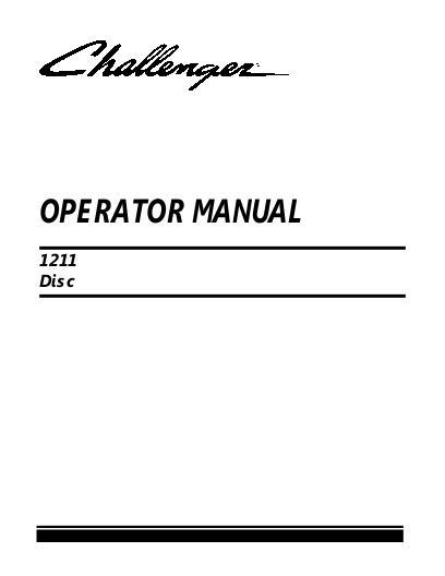 AGCO 1211 Disc Harrow (tandem) Operator Manual 997200CHB English