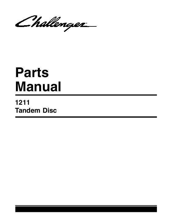 AGCO 1211 Disc Harrow (tandem) Parts Book 79032792A English