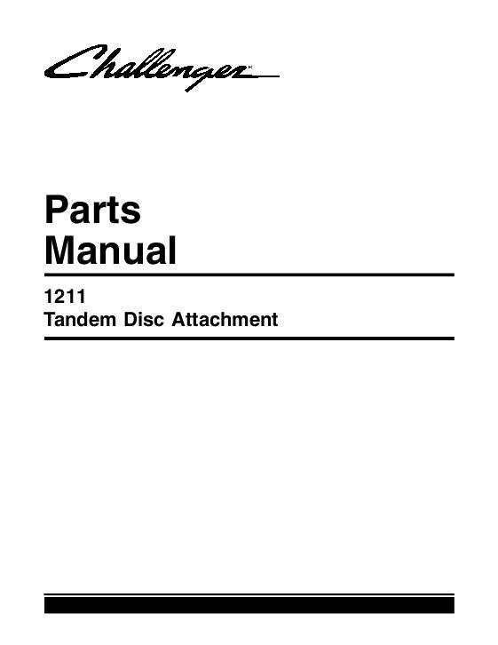 AGCO 1211 Disc Harrow (tandem, attachment) Parts Book 79032799A English
