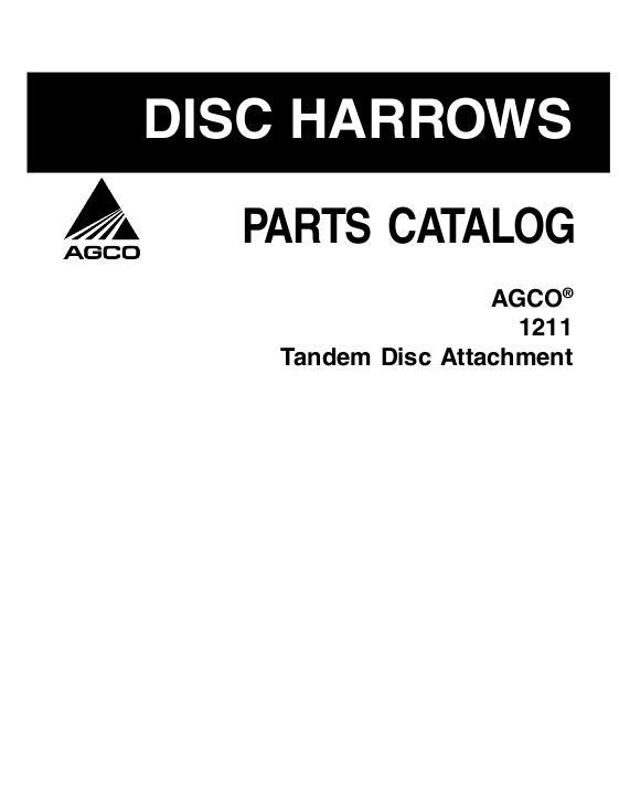 AGCO 1211 Disc Harrow (tandem, attachment) Parts Book 79032800A English