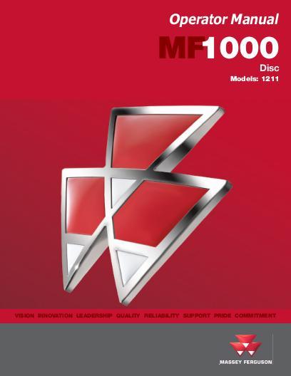 AGCO 1211 Tandem Disc Harrow Operator Manual 997200MFB English