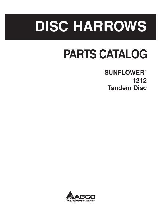 AGCO 1212 Disc Harrow Parts Book 79033458A English