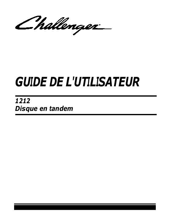 AGCO 1212 Disc Harrow (tandem) Operator Manual 9971121CHA French