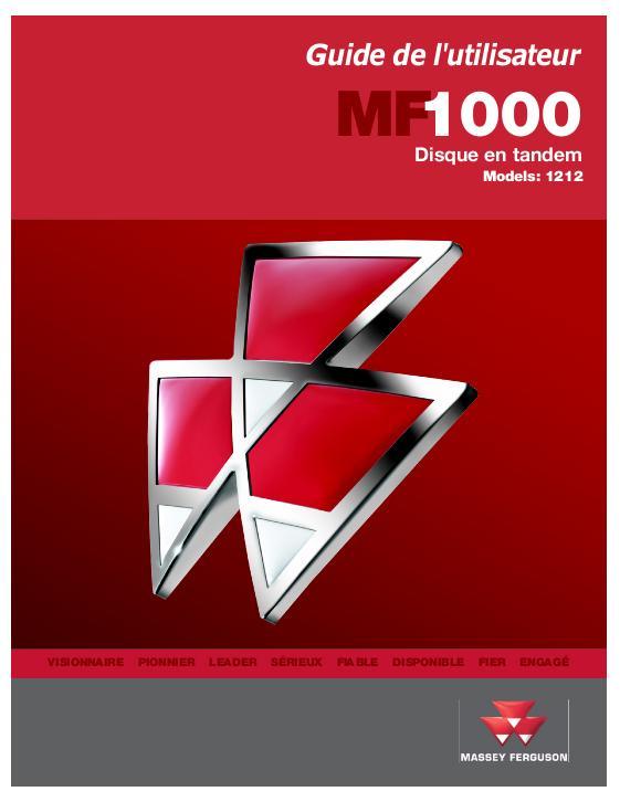 AGCO 1212 Disc Harrow (tandem) Operator Manual 9971121MFA French