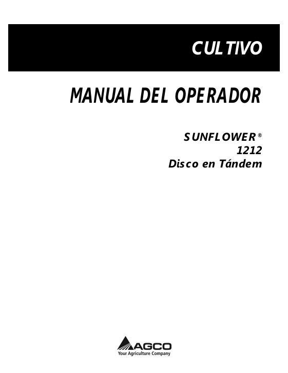 AGCO 1212 Disc Harrow (tandem) Operator Manual 9971122SNA Spanish