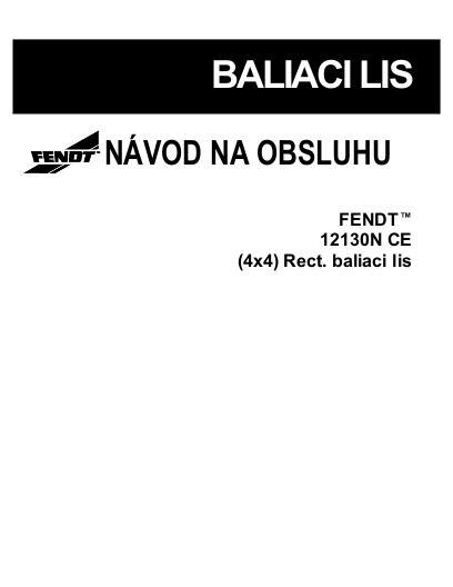 AGCO 12130 Baler (CE) Operator Manual 700731183C Slovakian
