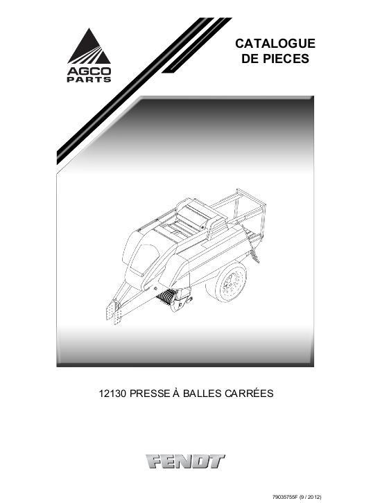 AGCO 12130 Baler Parts Book 79035755F French