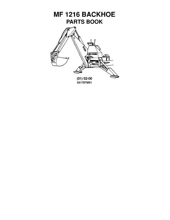 AGCO 1216 Backhoe Parts Book 651707M91 English