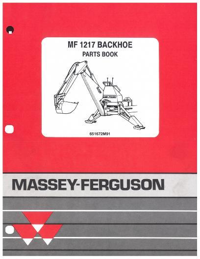 AGCO 1217 Backhoe Parts Book 651672M91 English