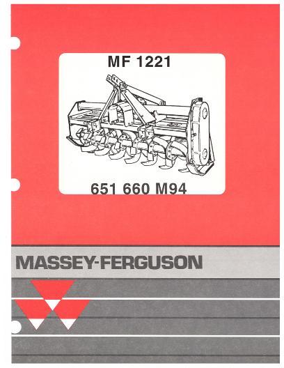 AGCO 1221 Rotary Tiller (Mounted) Parts Book 651660M94 English