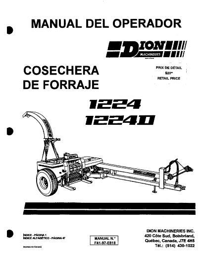 AGCO 1224 1224D Forage Harvester Operator Manual F4197E818 Spanish