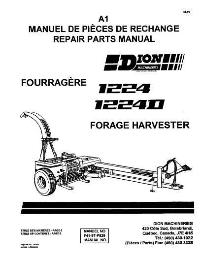 AGCO 1224 1224D Forage Harvester Parts Book F4197P829 Multiple
