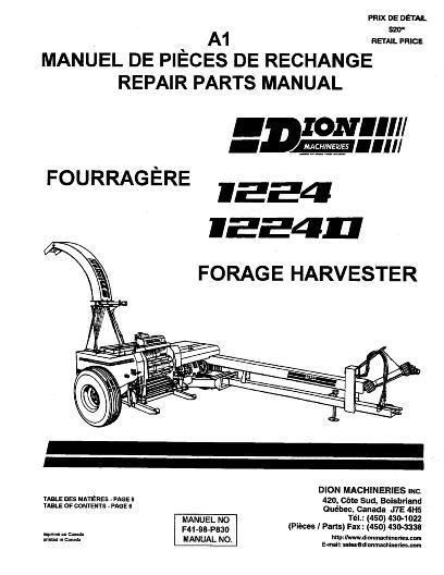 AGCO 1224 1224D Forage Harvester Parts Book F4198P830 English
