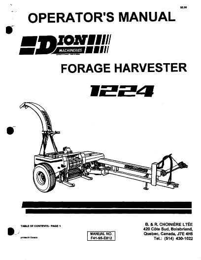 AGCO 1224 Forage Harvester Operator Manual F4195E812 English