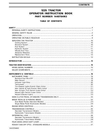 AGCO 1225 Compact Tractor Operator Manual 1449754M3 English