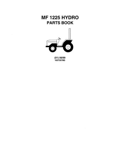 AGCO 1225 Compact Tractor Parts Book 1637357M3 Multiple