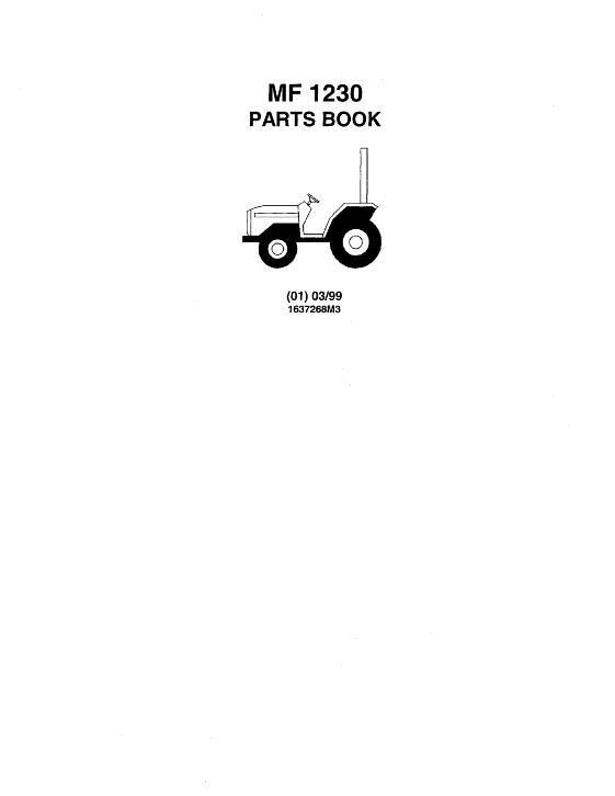 AGCO 1230 Compact Tractor Parts Book 1637268M3 Multiple