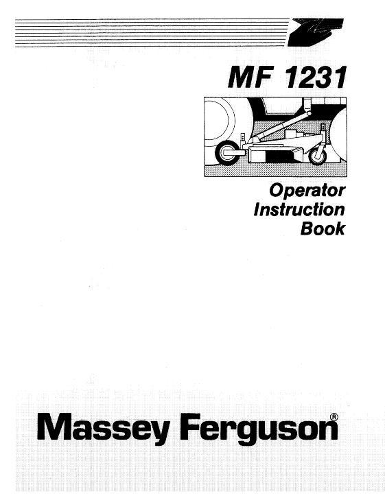 AGCO 1231 Mower Operator Manual 1449630M6 English