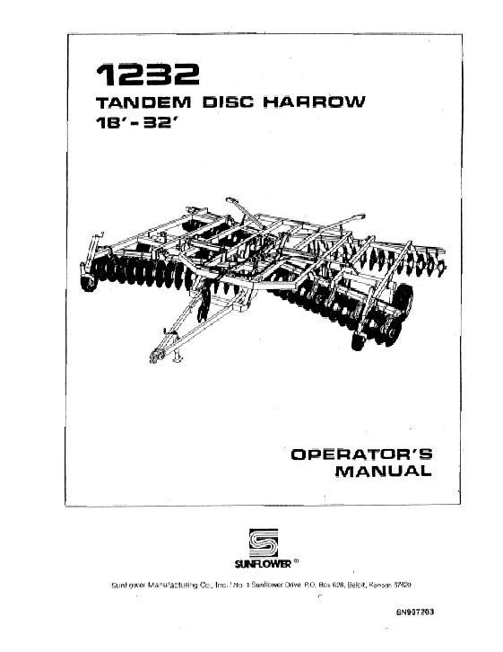 AGCO 1232 Disc Harrow (18 - 32 ft) Operator Manual SN997203 English