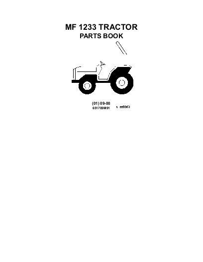 AGCO 1233 Compact Tractor Parts Book 651709M91 English