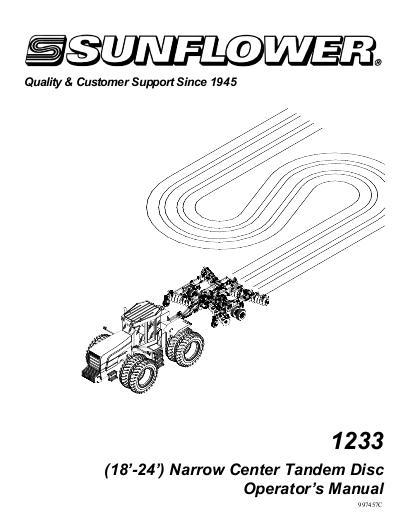 AGCO 1233 Disc Harrow (narrow center, 18 - 24 ft) Operator Manual 997457SNC English