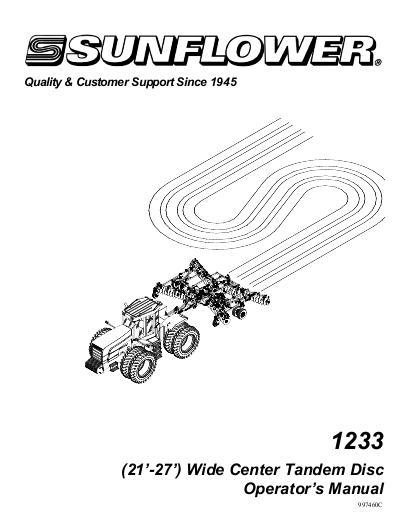 AGCO 1233 Disc Harrow (wide center, 21 - 27 ft) Operator Manual 997460SNC English