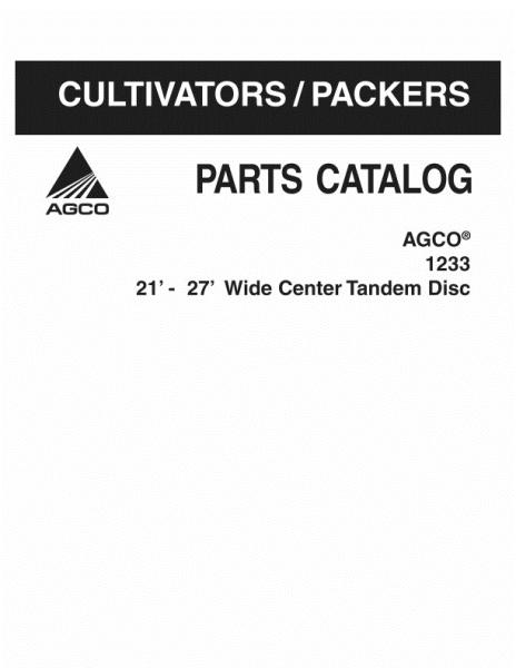 AGCO 1233 Disc (wide center, tandem, 21 - 27 ft) Parts Book 79028106A English