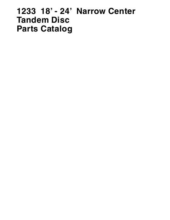 AGCO 1233 Tandem Disc Harrow (narrow center, 18 - 24 ft) Parts Book 651865M1 English