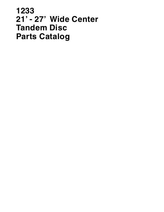 AGCO 1233 Tandem Disc Harrow (wide center, 21 - 27 ft) Parts Book 651863M1 English