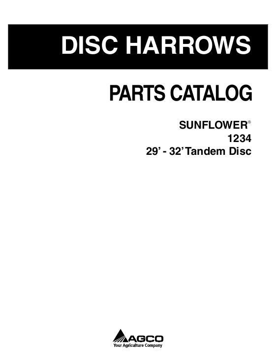 AGCO 1234 Disc Harrow (29 - 32 ft) Parts Book 79023681D English