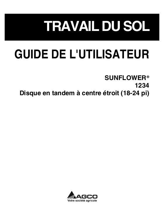 AGCO 1234 Disc Harrow (tandem, narrow center, 18 - 24 ft) Operator Manual 9971227SNB French