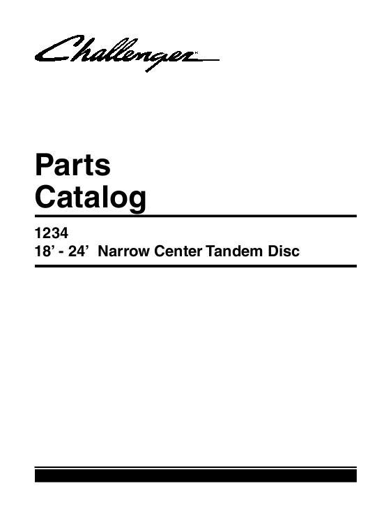 AGCO 1234 Disc Harrow (tandem, narrow center, 18 - 24 ft) Parts Book 79032890C English