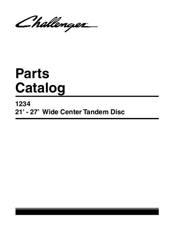 AGCO 1234 Disc Harrow (tandem, wide center, 21 - 27 ft) Parts Book 79032960C English