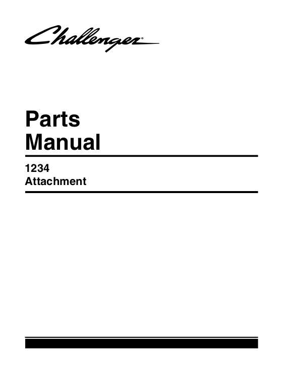 AGCO 1234 Disk Harrow (tandem, attachment) Parts Book 79027308A English