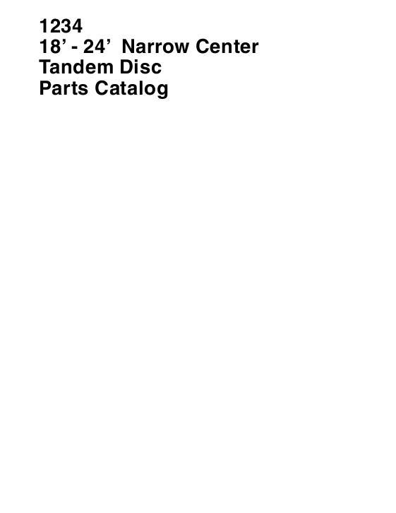 AGCO 1234 Tandem Disc Harrow (narrow center, 18 - 24 ft) Parts Book 651892M3 English