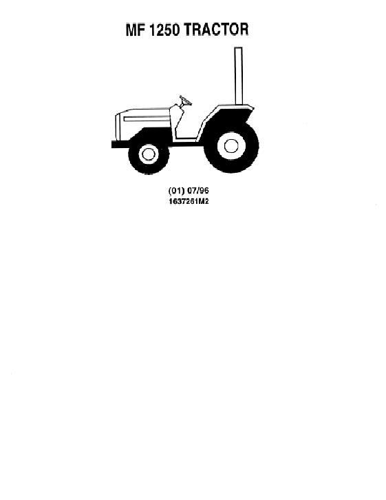 AGCO 1250 Compact Tractor (prior sn E50101) Parts Book 1637261M2 English
