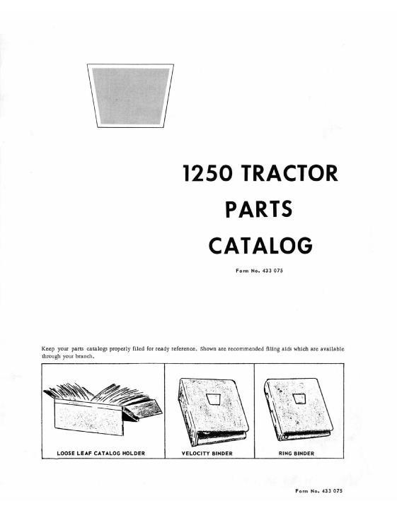 AGCO 1250 Tractor Parts Book 433075 English