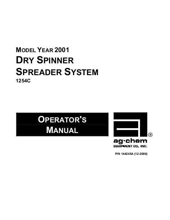 AGCO 1254C RoGator (dry spinner spreader system, 2001) Operator Manual AG144245 English