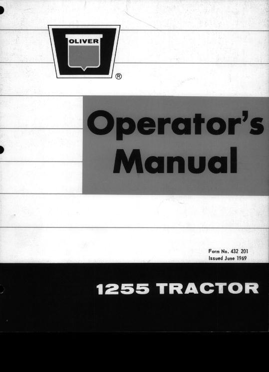 AGCO 1255 Tractor Operator Manual 432201 English