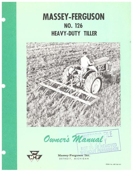 AGCO 126 Heavy Duty Tiller (cultivator) Operator Manual 690364M1 English
