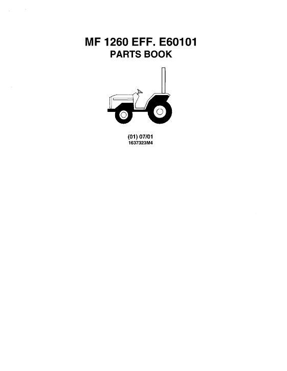 AGCO 1260 Compact Tractor (eff sn E60101) Parts Book 1637323M4 Multiple