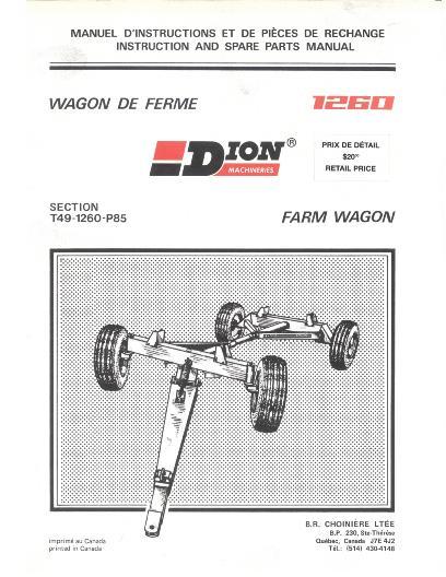 AGCO 1260 Farm Wagon Parts Book T491260P85 Multiple